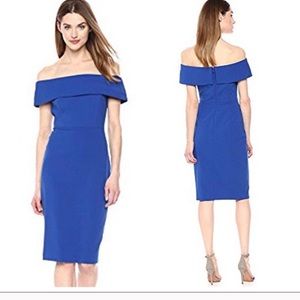 Calvin Klein Blue Off The Shoulder Sheath Dress